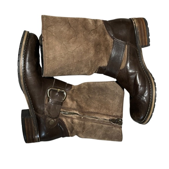 Clarks Majorca Isle Brown Leather and Suede Moto Boots - Picture 3 of 10